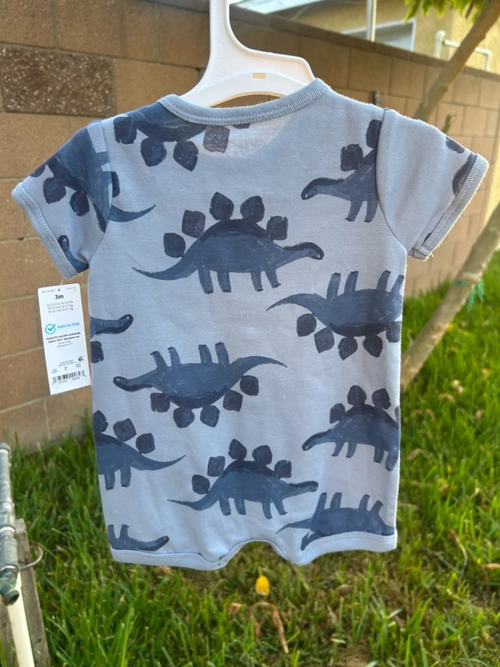 Carter's Gray and Navy Dinosaur Short-Sleeve Romper